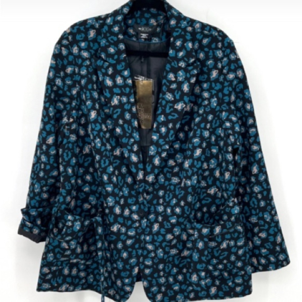 Michael Studio collection splash BLACK BLUE GRAY  Blazer size 14